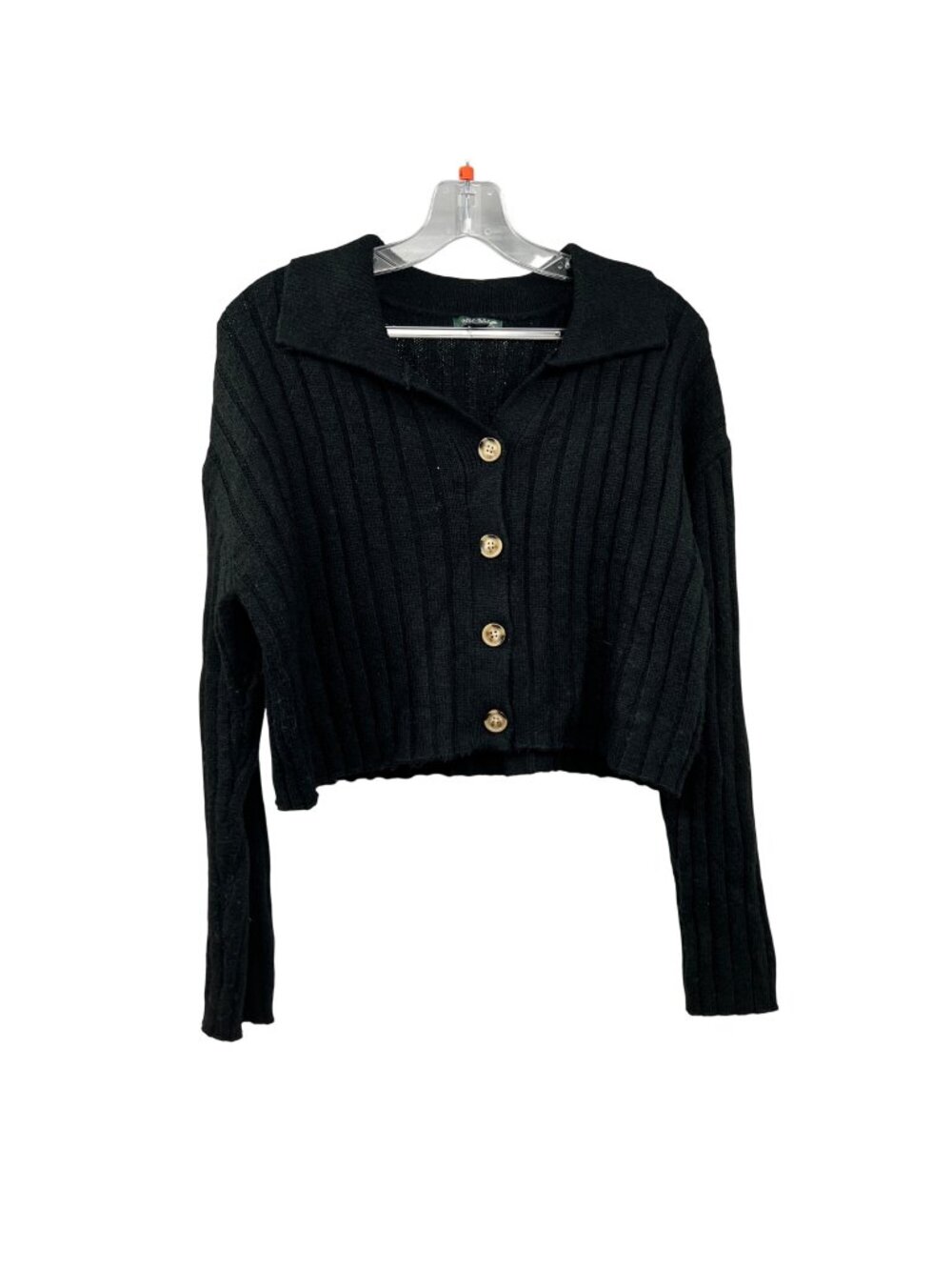 Wild Fable Cropped Knit Cardigan Collared Black Womens Size Medium